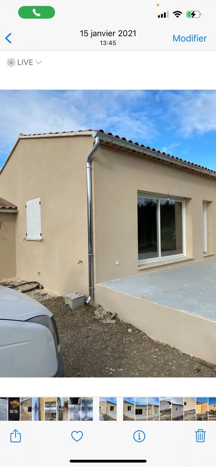 Descente gouttière aluminium naturel sur maison neuve — Vaucluse